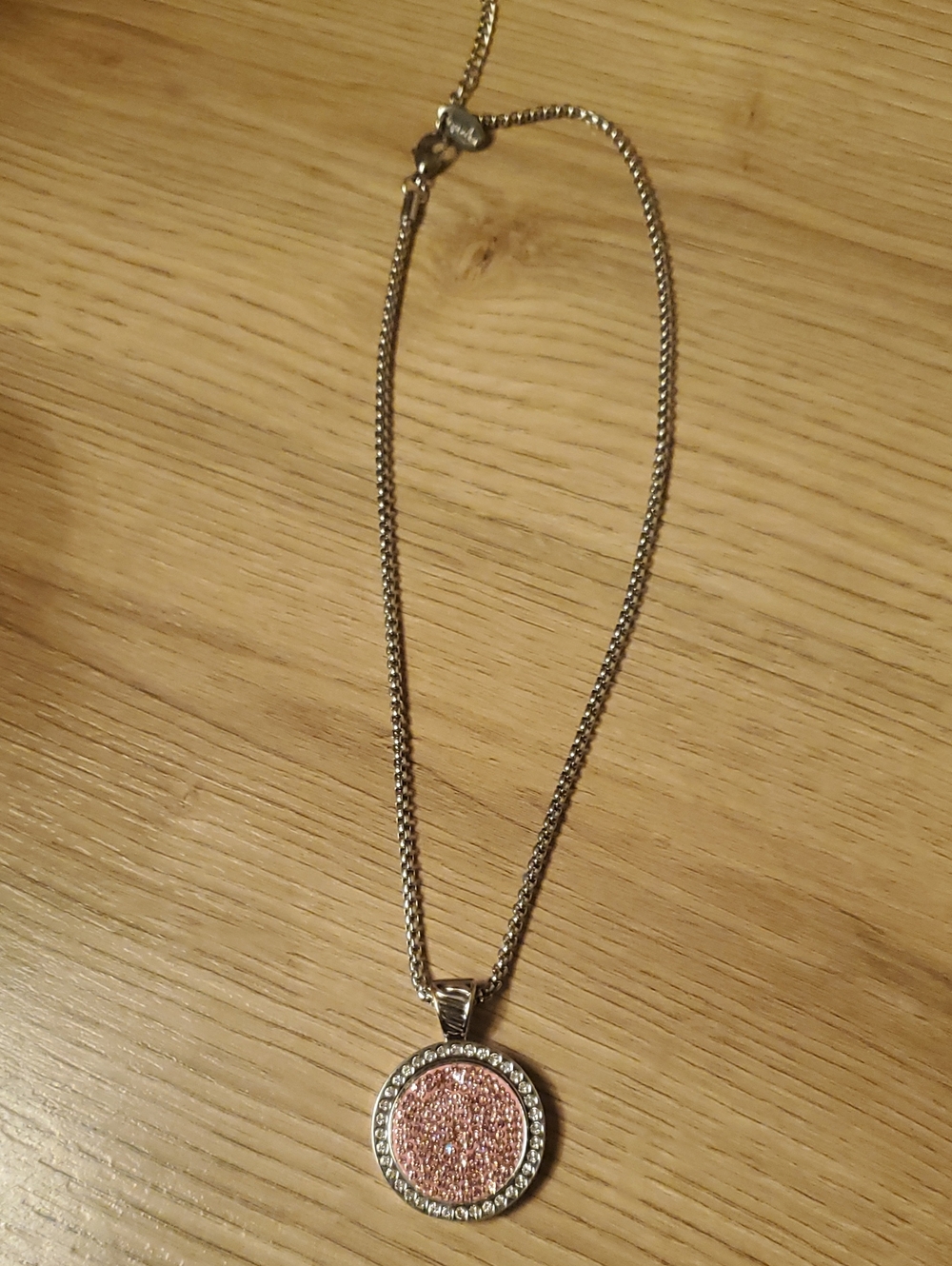 Navika Silver Tone Pink Crystal Golf Ball Marker Pendant Necklace